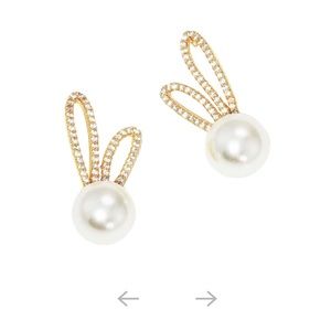 Madeline Love Gold Dipped Pearl Rabbit Stud Earrings